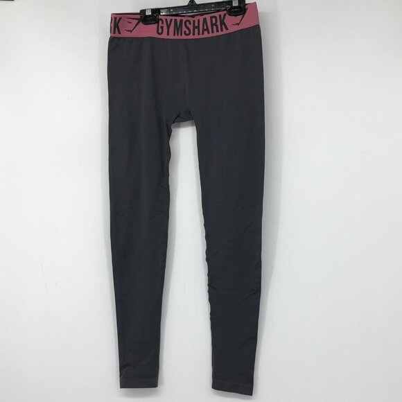 Gymshark fit leggings solid grey with pink waistband workout gym pants - Picture 13 of 15